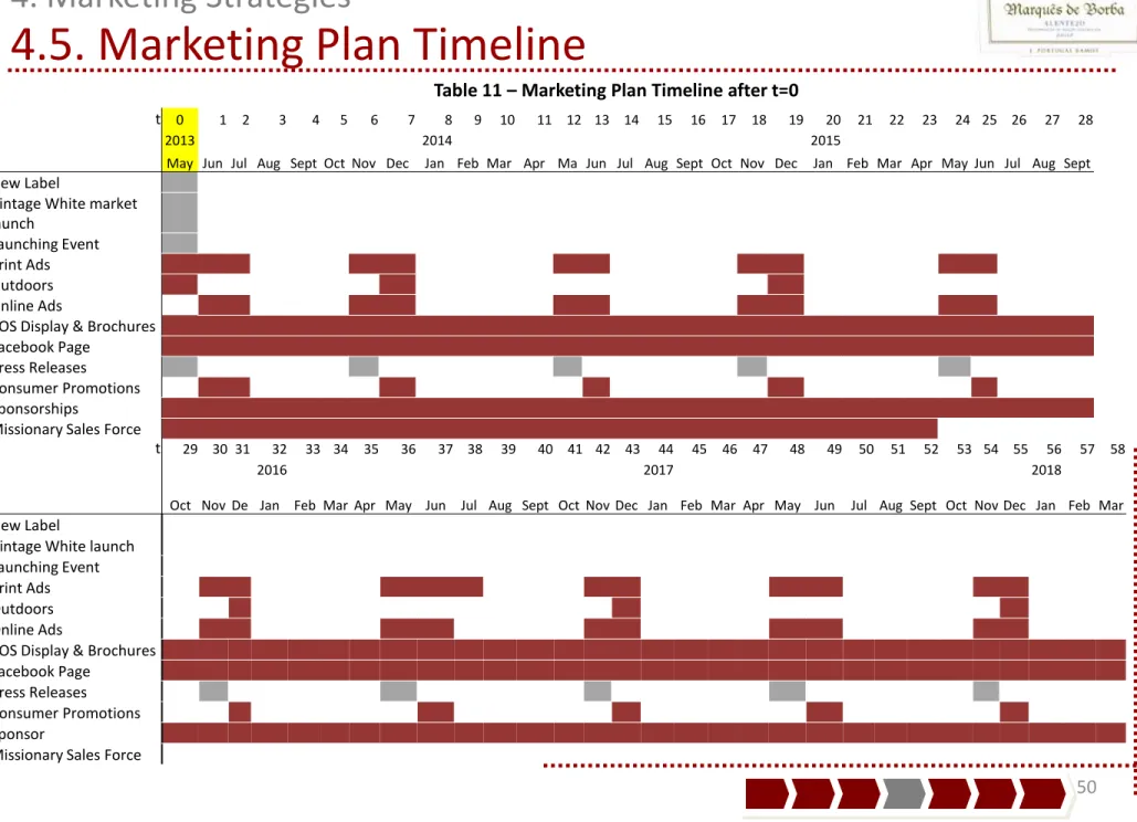Table 11 – Marketing Plan Timeline after t=0 