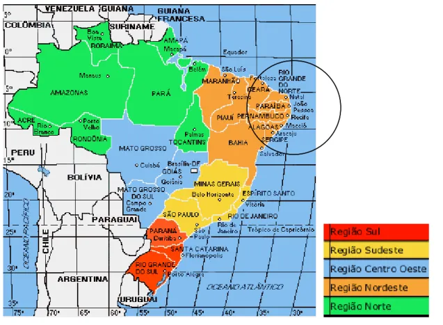 Figura 2.2- Mapa do Brasil e do estado de Pernambuco, com enfoque no pólo gesseiro de Araripe  (http://www.guianet.com.br)