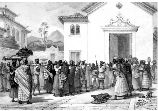 FIGURA 1. Enterrement d’une femme nègre. J. B. Debret. 1839. Voyage pittoresque et historique  au Brésil [...]