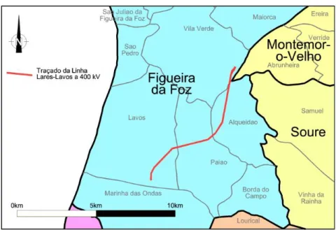 Figura  10  –  Localização  do  projecto  -Freguesias  do  Concelho  da  Figueira  da  Foz  interceptadas