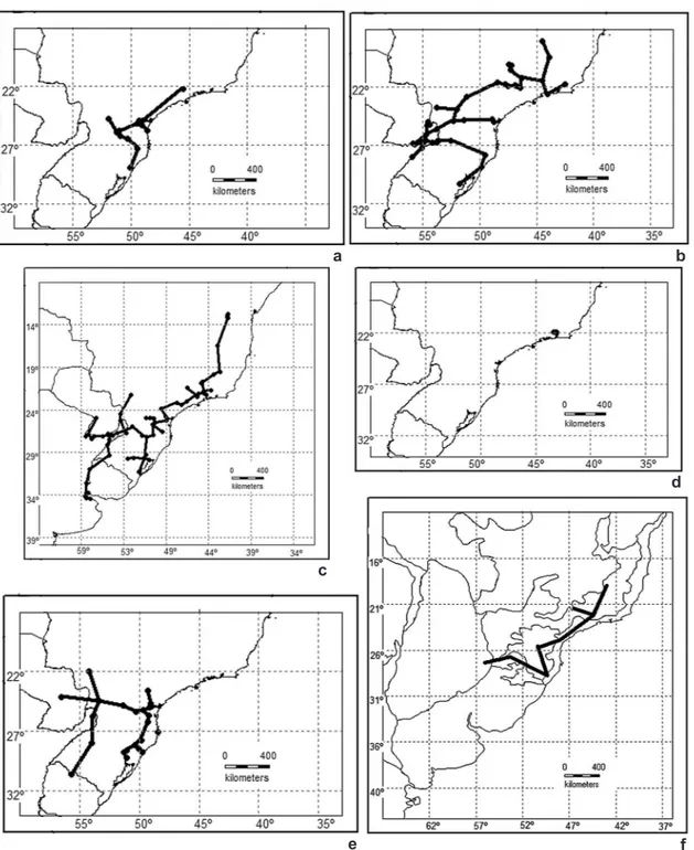 Figura 2 – Trazos individuales de las especies de Galianthe subgénero Ebelia – a. G. cymosa; b