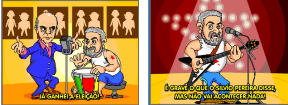 Figura  15  –  Lula  e  Serra  que  faltaram  a  debates,  cantam:  “Replay”  de  Sandy  e  Junior