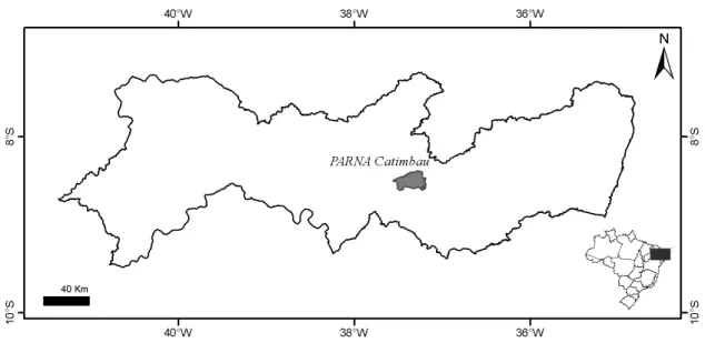 Figura 1 – Localização do PARNA Catimbau, Pernambuco, Brasil.