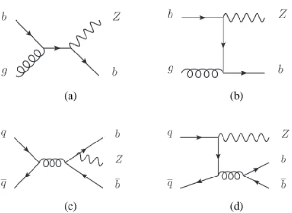 Figure 1: Main diagrams for associated production of a Z boson and one or more b-jets.