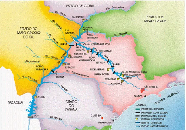Figura 7- Mapa da Hidrovia do Mercosul   Fonte: CESP 