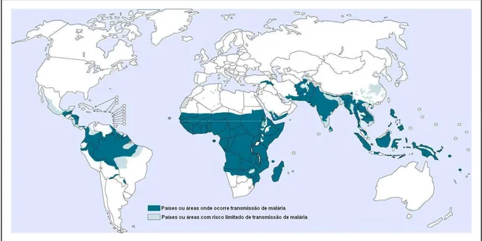 FIGURA 1: Distribuição mundial da malária em 2009 (Fonte: OMS, 2010). 