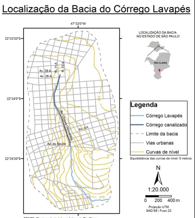 Figura 1: Localização da Bacia Hidrográfica do Córrego Lavapés. 