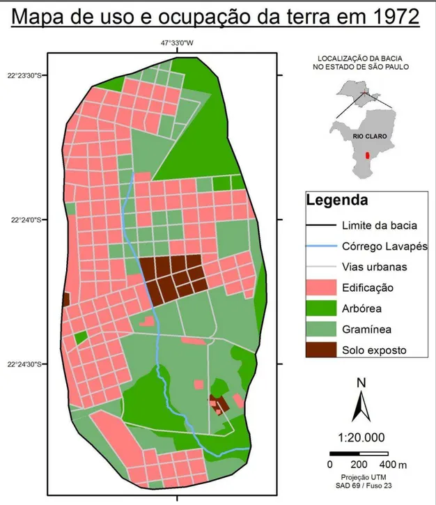 Figura 6 - Mapa de uso e ocupação do solo no cenário de 1972. 