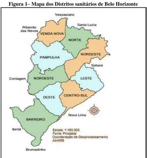 Figura 1 – Mapa dos Distritos sanitários de Belo Horizonte 