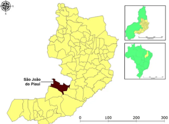 Figure 1 - Map of the state of Piauí, highlighting the municipality  of São João do Piauí.