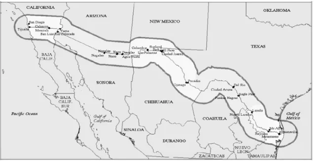 Figure 2 - US-Mexico border. Source: http://www.borderhealth.org/border_region.php