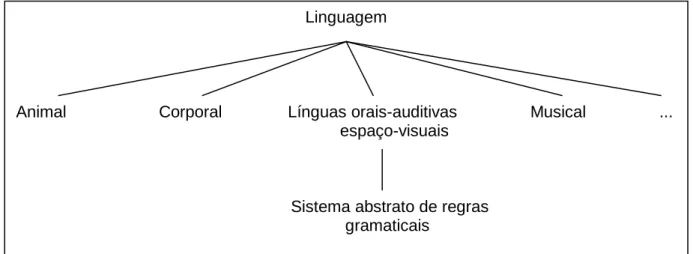 Figura 5: Diferenciação entre língua e linguagem – Fonte: Fernandes (2003, p. 17) 