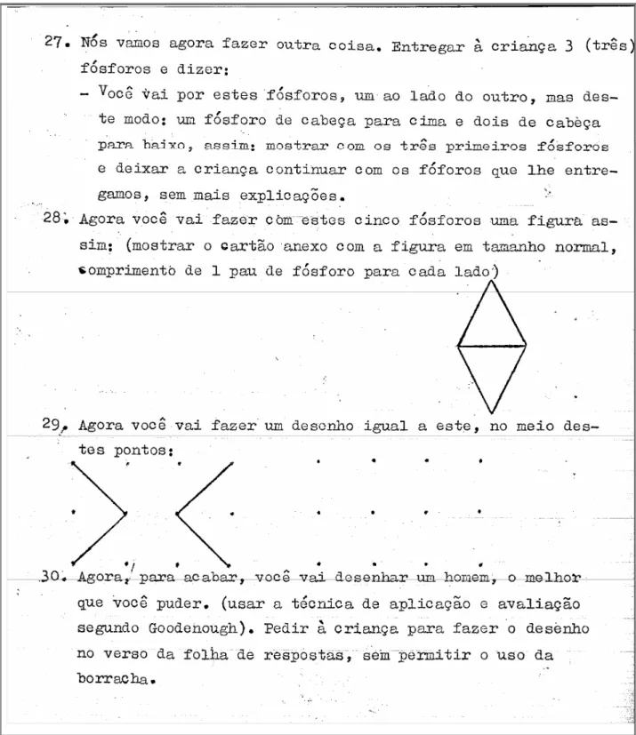 Figura 2: Um excerto apresentando algumas questões do Teste Limiar/72, outra prova de autoria   de Helena Antipoff