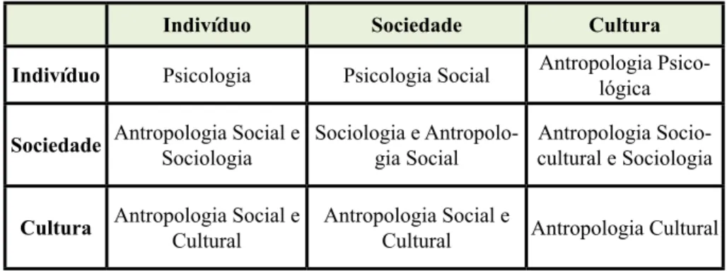 Figura nº 7: Relação cartesiana entre antropologia, psicologia e sociologia 