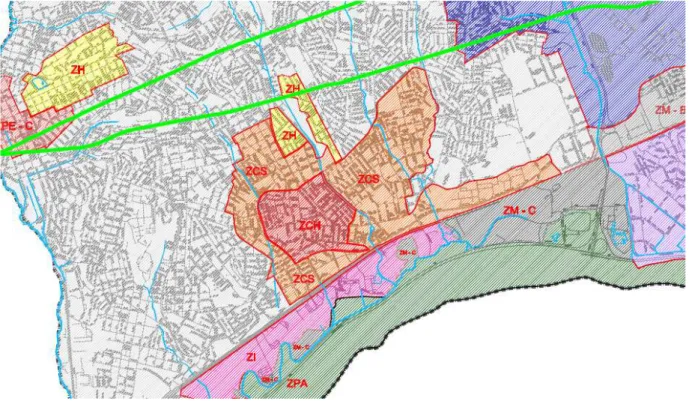 Figura  13  –  Mapeamento  das  Zonas  de  uso  de  acordo  com  o  Plano  Diretor de 2004 