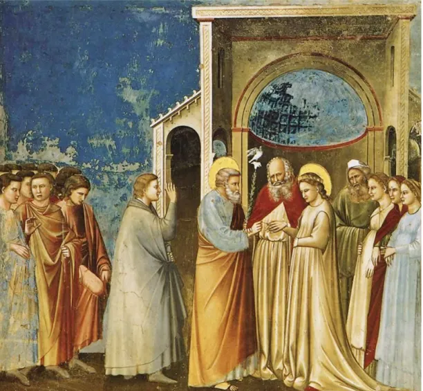 Figura 6 – GIOTTO. Sposalizio della Vergine, c. 1303-1305. Afresco. Cappella degli  Scrovegni, Pádua
