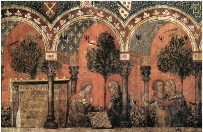Figura 13 – Artista desconhecido. História de Chastelaine de Vergi, c. 1395. Afresco. 