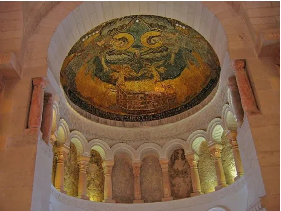Fig. 1 - La mosaïque de l‟Arche d‟alliance, início do século IX,  na Igreja Saint-Sauveur de Germigny des Prés, Paris