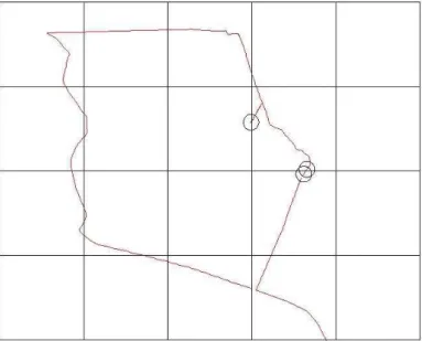Figura 4. Delimitação das estradas e trilha da área de estudo, e marcação, dos pontos de coleta  gerada, pelo aparelho pós-processado GPS Pro XR 12 canais TRIMBLE