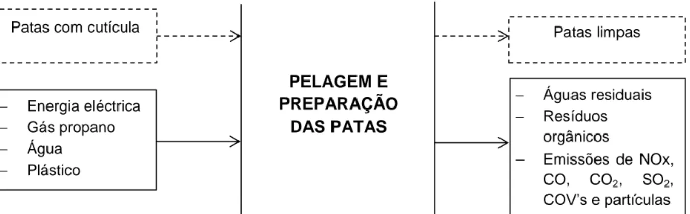 Figura  7:Diagrama  genérico  dos  fluxos  do  processo  de  desmancha  e  acondicionamento  de  produtos  inteiros, partes e miúdos.