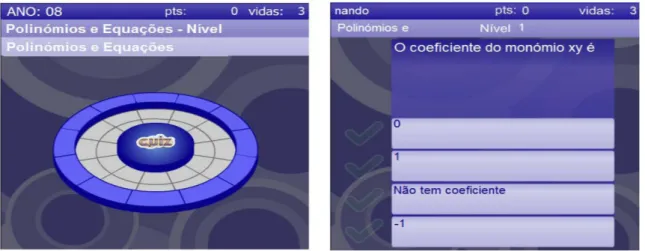Figura 2 Menu principal do jogo e exemplo de uma pergunta [17] 