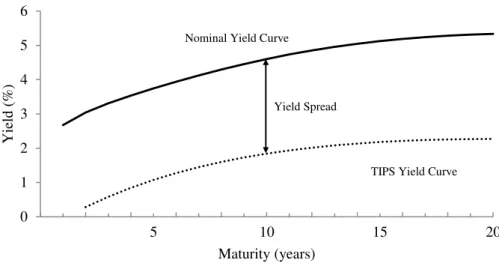 Figure 1: Nominal and TIPS yield curve of 2/12/2004 