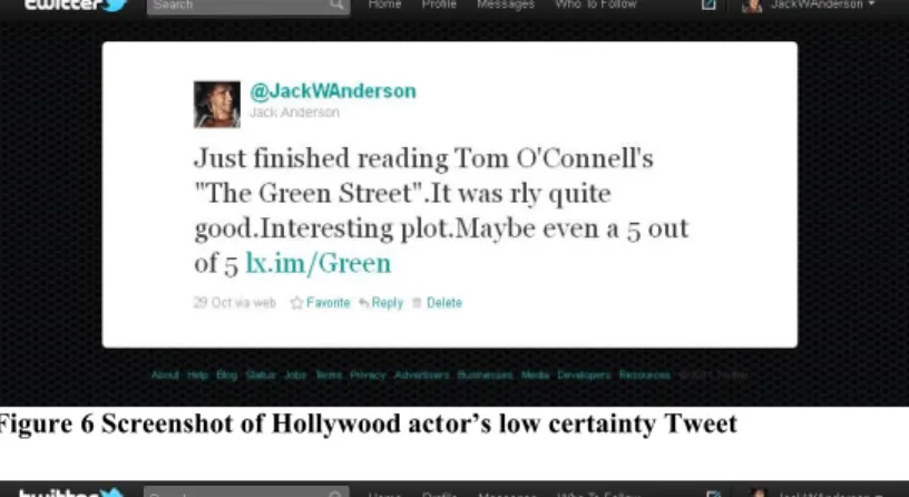 Figure 6 Screenshot of Hollywood actor’s low certainty Tweet