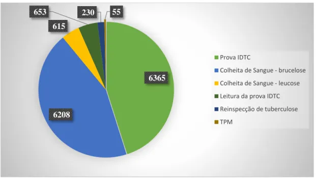 Gráfico 4 – Distribuição dos animais intervencionados no âmbito dos programas de  erradicação de tuberculose bovina, brucelose e leucose