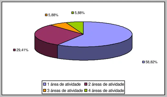 Gráfico 7 – Quantidade de áreas de atividades por organização  Fonte: elaborado pelo autor 