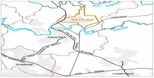 Figura 1: Mapa com sistema vi´ario. Fonte: Relat´orio de Impacto ao Meio Ambiente. Retirado em http://www.comitepcj.sp.gov.br/download/Replan-RIMA, acesso em 10/08/2014.