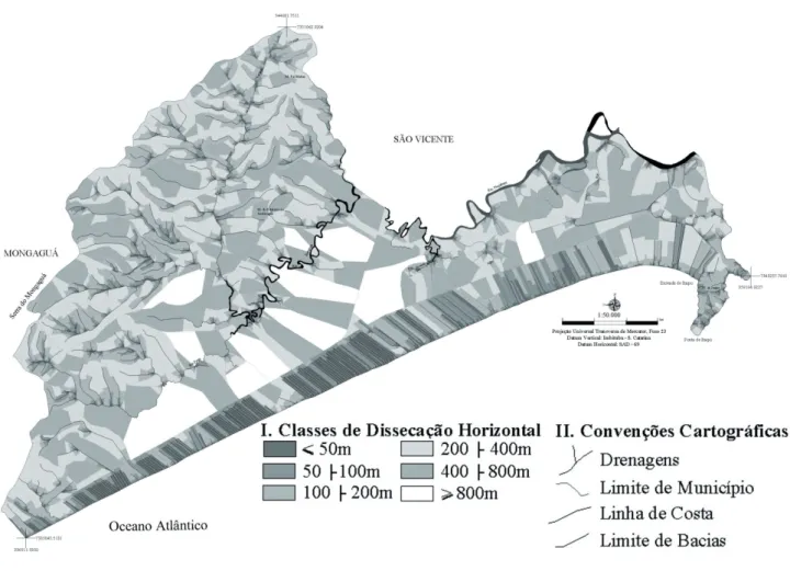 Figura 8: Carta de Dissecação Horizontal do Município de Praia Grande (SP)