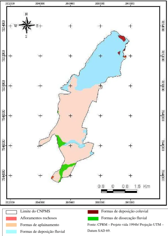 Figura 4 - Mapa geomorfológico do CNPMS 