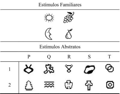 Figura 1. Estímulos empregados no Pré Treino 1. 