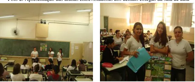 Foto 2: Apresentação das alunas entrevistadoras aos demais colegas da sala de aula 