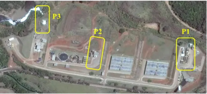 FIGURA  6.3  -  Pontos  amostrais  da  estação  de  tratamento  de  esgoto  de  São  Carlos/SP