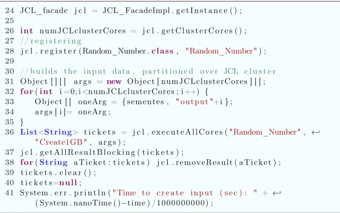 Figure 5.1: Main class - how to generate pseudo-random numbers in JCL cluster.