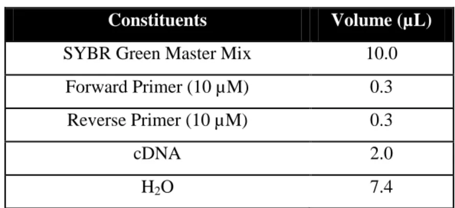 Table 3. Constituents of the qPCR reaction 