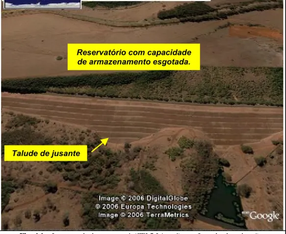 Figura  4.2  –  Vista  da   barragem   4,  CBMM,  em  fase   final   de   fechamento  (plantação  de  eucalipto).