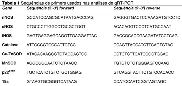 Tabela 1 Sequências de primers usados nas análises de qRT-PCR