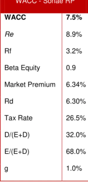 Table 30: Sonae RP Discounted Cash Flow 