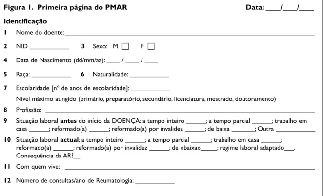 Figura 1. Primeira página do PMAR                                                     Data: ____/____/____