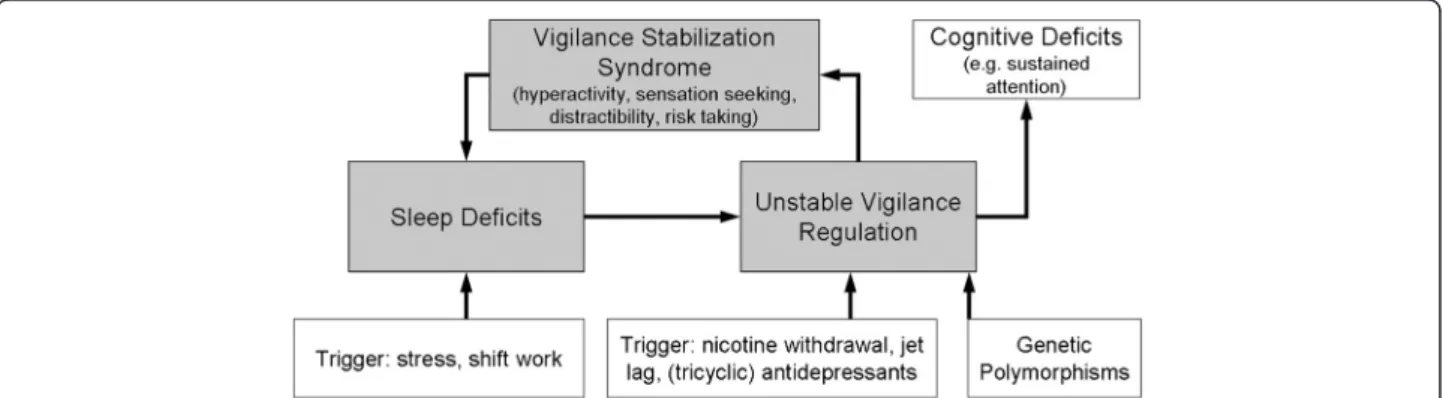 Figure 1 The vigilance regulation model of mania: Unstable vigilance induces a pathogenic circle with vigilance stabilisation syndrome leading to full-blown mania