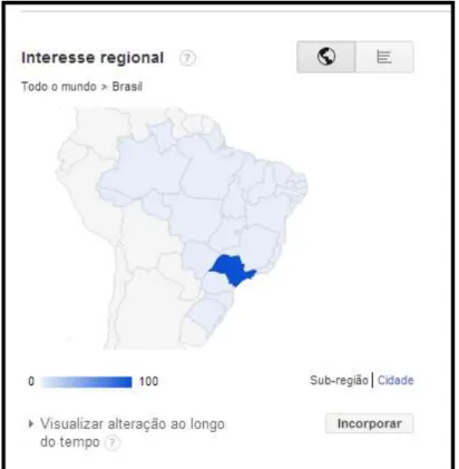 figura 1.6:2: busca “cultura de paz” na plataforma Google Trends 2004 - 2011– “interesse regional” 