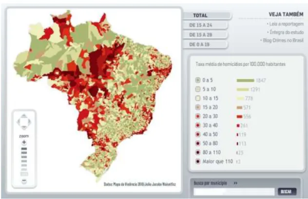 figura 2.1:2: mapa da violência com base em índice de homicídios das (ESP, 2010) 28