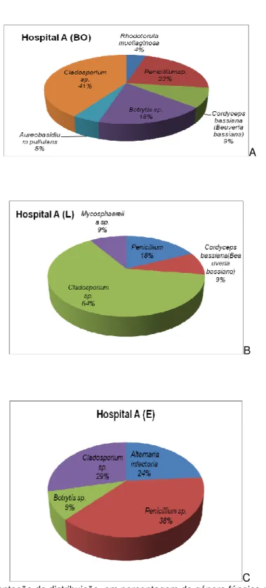 Figura 13 - Representação da distribuição. em percentagem do género fúngico no hospital A