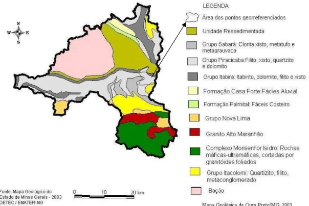 Figura 4- Mapa Geológico de Ouro Preto/MG, 2003 