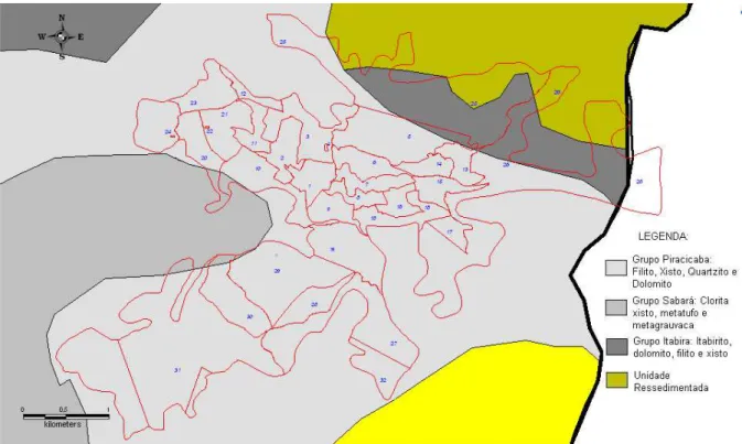 Figura 6- Distribuição geológica da área urbana do município, por setores censitários