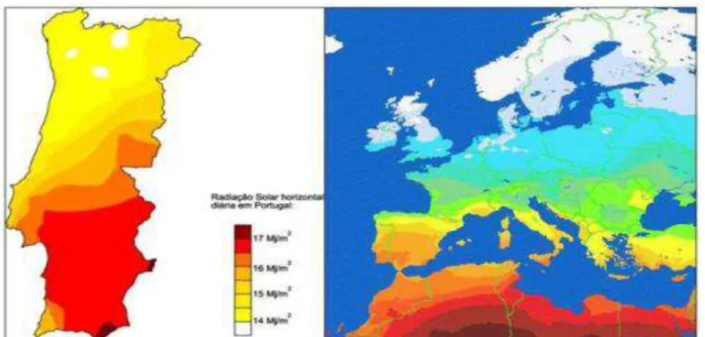 Figura 2.1 - Distribuição geográfica do incidente da radiação solar na superfície de terra  todos os anos [3] 