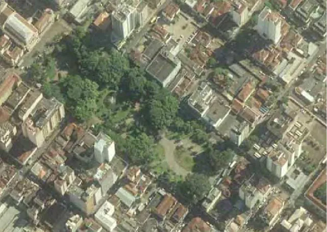 Figura 4. Foto aérea tirada de satélite da Praça XV de Novembro, Ribeirão Preto, SP (Fonte  Google Maps)