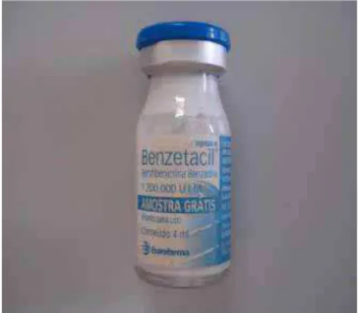 Figura 23 – Sutura finalizada                             Figura 24 – Penicilina G benzatina                                                                                                            (20.000 U.I.)